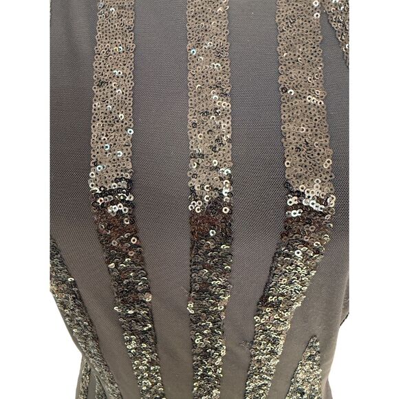 Dress The Population $398 Bodycon Rose Sequined V-Neck Whimsigoth Party Dress L - Picture 9 of 16